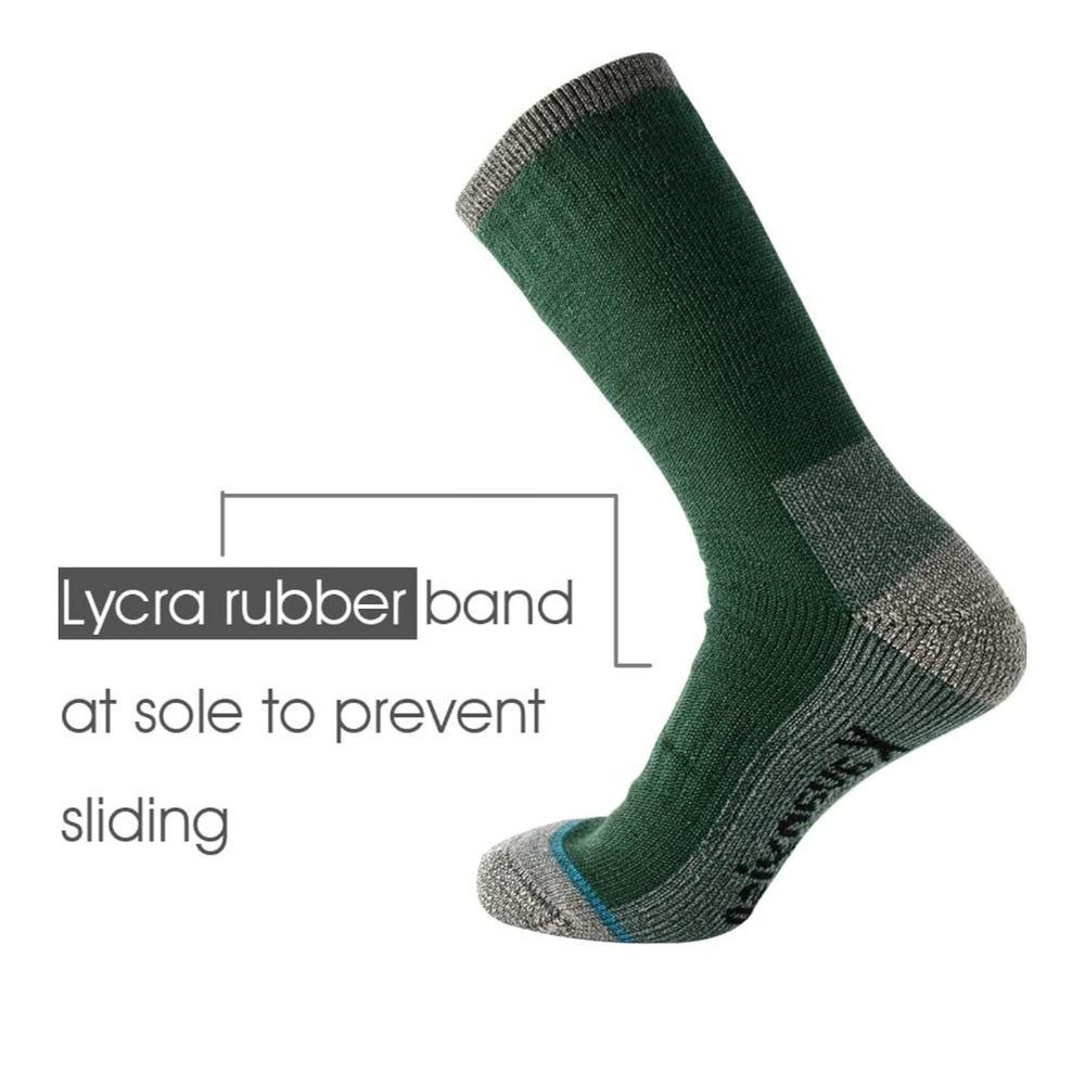 Durable Outdoor Hiking Socks Green‎ Reinforced Heel Moisture Wicking - Picture 2 of 4